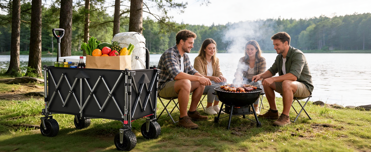 Універсальний складаний візок YEAUPE PRO 260L (250 кг) для пляжу, саду, покупок: міцний, чорний