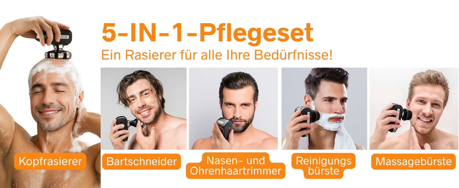 Електричний голчастий бритва BarberBoss для чоловіків з LED-дисплеєм, 5-в-1: голчастий, триммер для бороди та носа, QR-2025