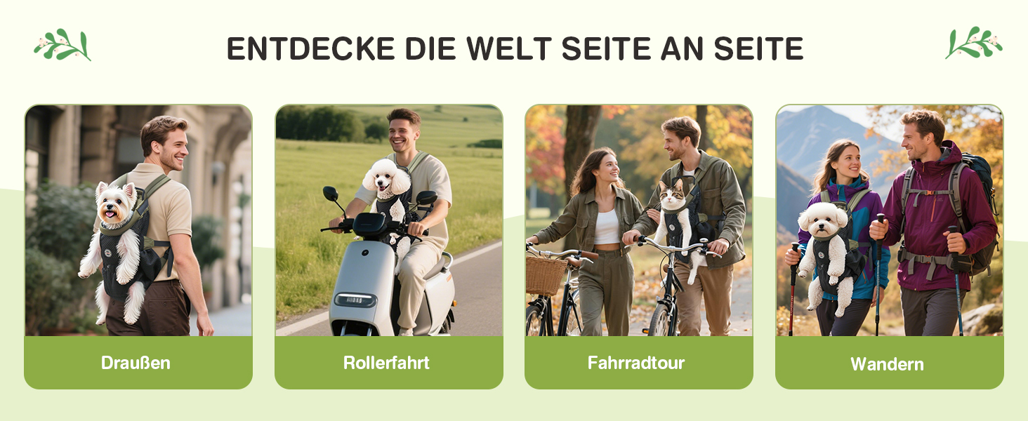 Рюкзак для собак Allsopets - легкий, дихаючий, зручний, з безпечною лінійкою, для подорожей, прогулянок на природі (оливковий, M)