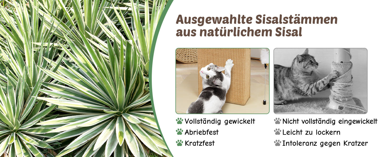 Котячий будиночок з дряпалкою Luxus: широка колона з берези, міцний, до 25 кг, сизаль, велике ліжко з подушкою з органічної льону, легко збирається, бежевий колір