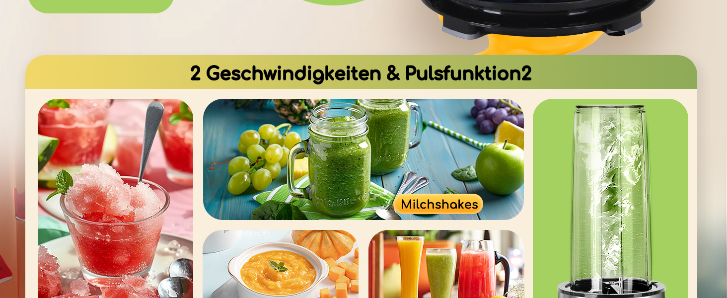 Блендер Aigostar для смузі, Mini Standmixer, 600W, 2 пляшки 800мл з кришкою, 2 швидкості + імпульсний режим, подрібнення льоду, пляшка Tritan, без BPA. Baron
