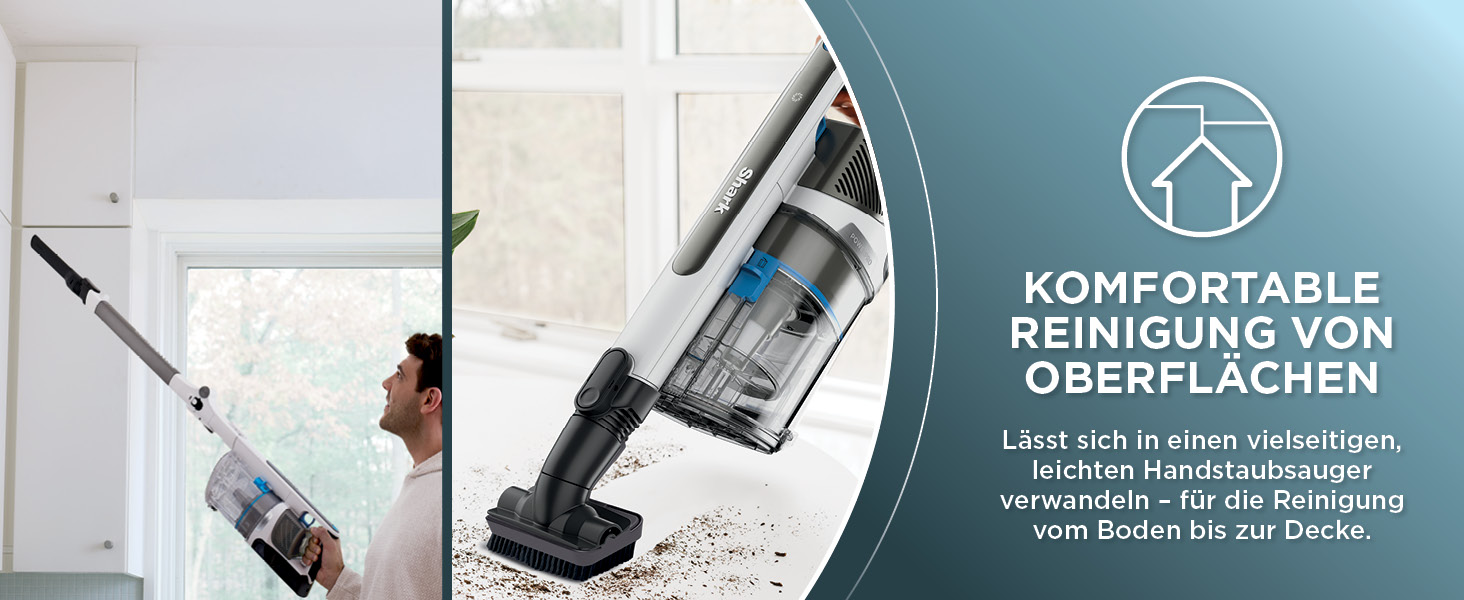 Пылесос Shark PowerPro IZ380EU: аккумуляторный, без мешка, для шерсти животных, аллергиков, ковров и твердых полов, с LED-подсветкой и шарнирным шлангом, Navy Blue (Java Metallic)