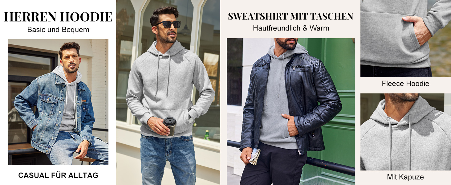 Світшот з капюшоном чоловічий COOFANDY, теплий, з кишенями, бавовна, білий XL