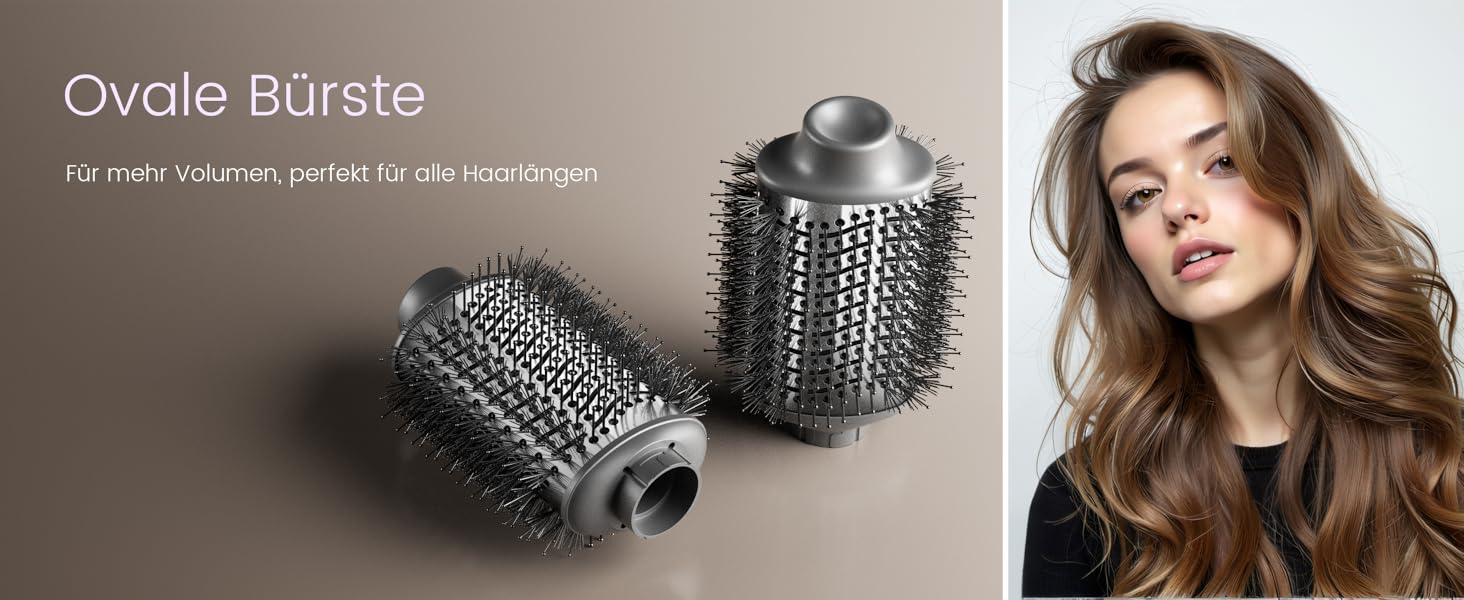 Фен-щітка Hairstyler 6 в 1: для локонів, об'єму, випрямлення та сушіння волосся, 1400W, 110000 обертів/хв, сірий