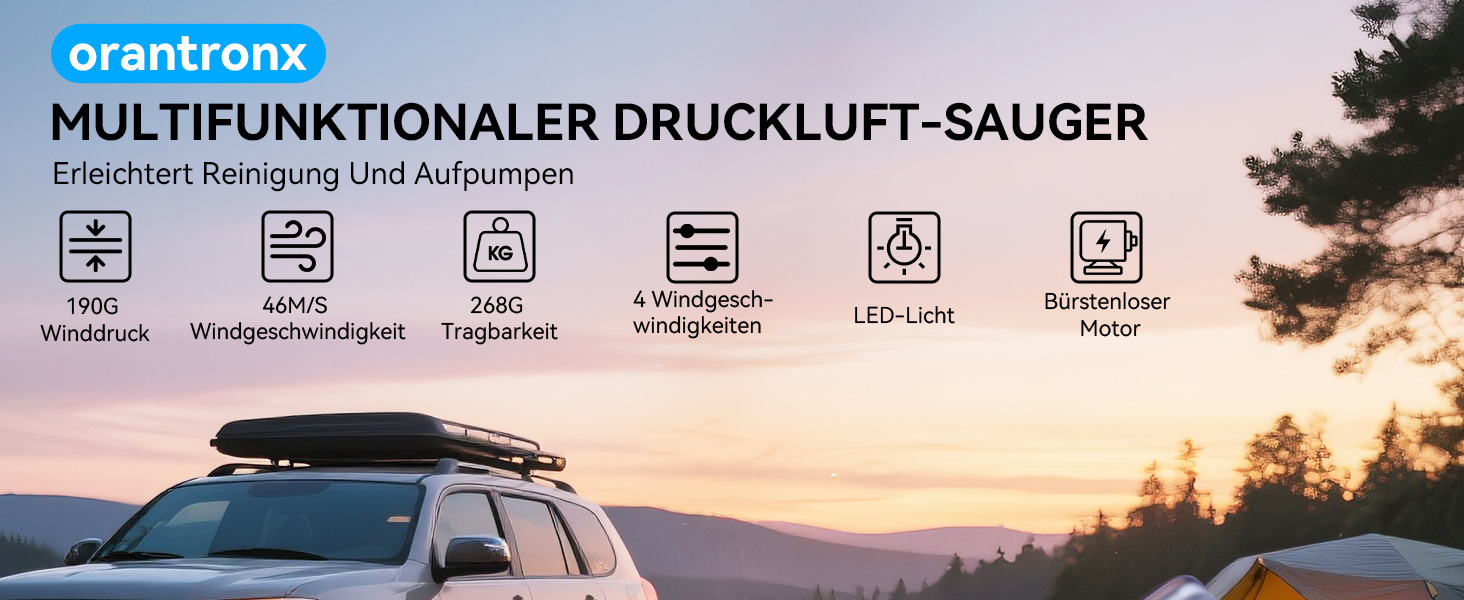Електричний пилосос-піногенератор Orantronx Air Duster 200000 об/хв, 4-ступенева регулювання, акумуляторний, USB-зарядка, для ПК, клавіатури, авто, дивану, ноутбука, дому, вулиці