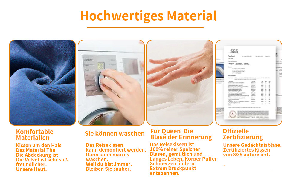 Подушка для шиї, 100% Memory Foam, U-подібна, легка, портативна, для подорожей (синя)