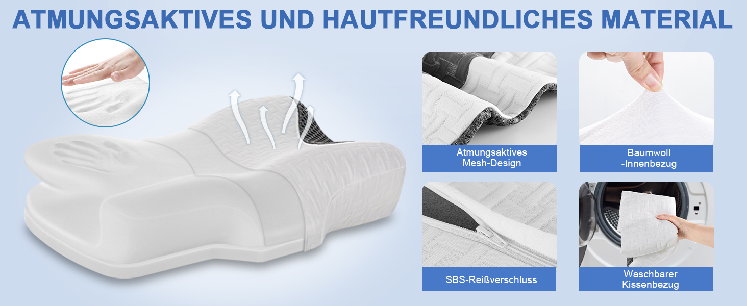 Подушка Elviros з піни Memory Foam для CPAP-терапії для тих, хто спить на боку, анатомічна, регульована висота, сумісна з масками, темно-сіра