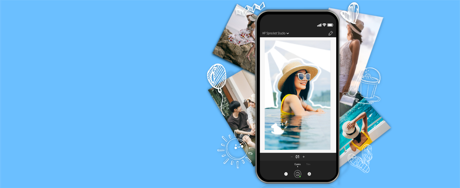 HP Sprocket: Портативний принтер для миттєвого друку фото, 5.1 x 7.6 см, білий. Стартовий набір