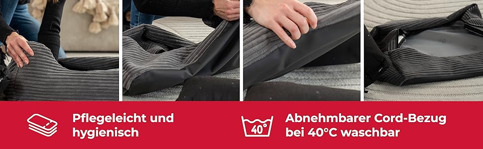 Ортопедичне ліжко для собак HS-Hundebett® Deluxe Cord M (70x90 см) – Зелене ліжко з memory foam для великих собак, миється, не слизьке, Made in Germany