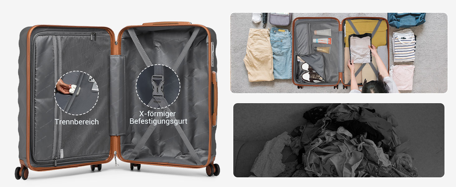 Чохол валіза British Traveller Hartschalenkoffer Groß, 74.5 x 49 x 30.5 см, сірий, з TSA-замком та 4 колесами для подорожей та бізнесу