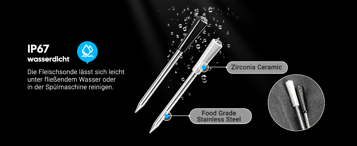 Термометр для м'яса INKBIRD INT-12E-BW: бездротовий, Wi-Fi, Bluetooth, 2 зонди, 5 сенсорів для гриля, BBQ, духовки та приготування їжі