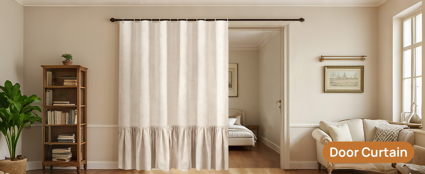 Штора для душу 180x180 см Бежева, Льняна текстура - Водонепроникна, з обтяженим краєм, 12 кілець, для ванної кімнати