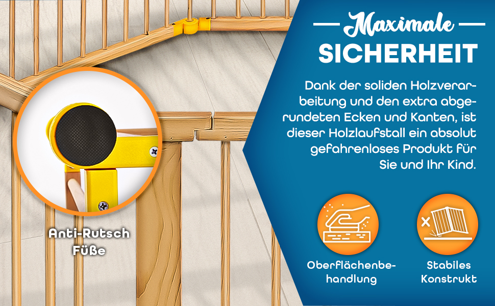 Дитячий манеж KIDUKU® XXL 7,2 м: розкладний, з дверцятами та подвійним замком | 8 елементів, індивідуальна форма, білий/натуральний колір