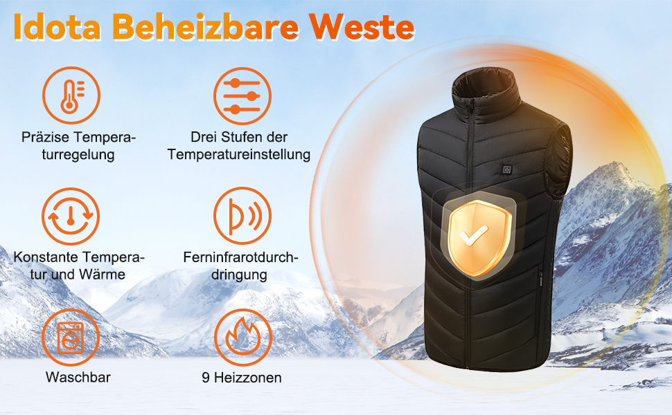 Обогревна жилетка для чоловіків та жінок, USB-жилетка з підігрівом, унісекс, жилетка з підігрівом, перезаряджається, 9 зон підігріву, 3 рівні температури для активного відпочинку та походів