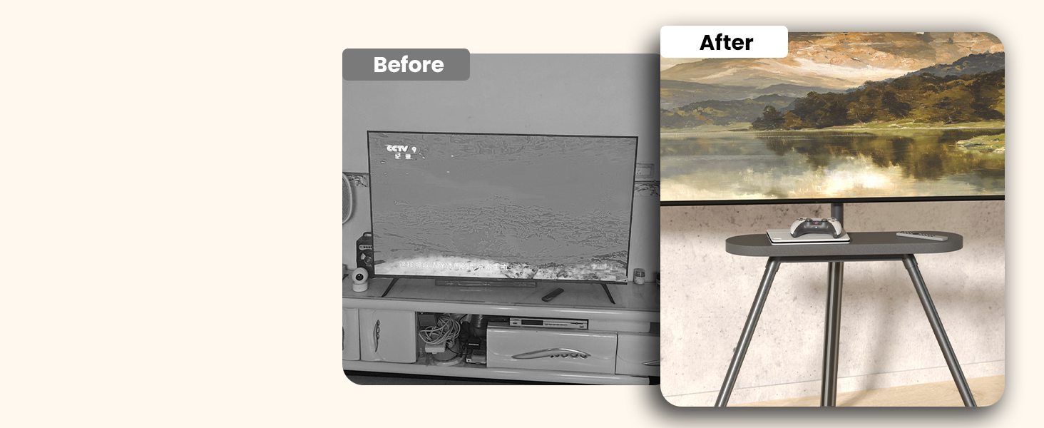 Підставка для телевізора PUTORSEN: поворотна, регульована по висоті, 43-65 дюймів, з полицею, до 40 кг, VESA 400x400, сіра