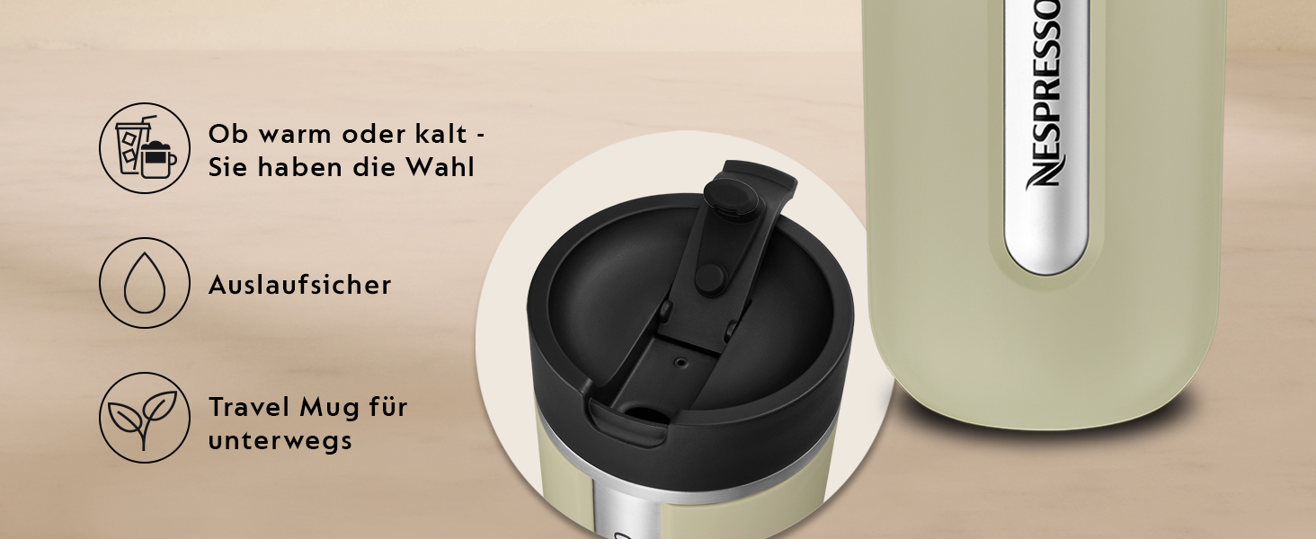 Термокружка Nespresso Travel Mug Small Sage Green 300 мл - для кави, чаю, матча, з кришкою, нержавіюча сталь