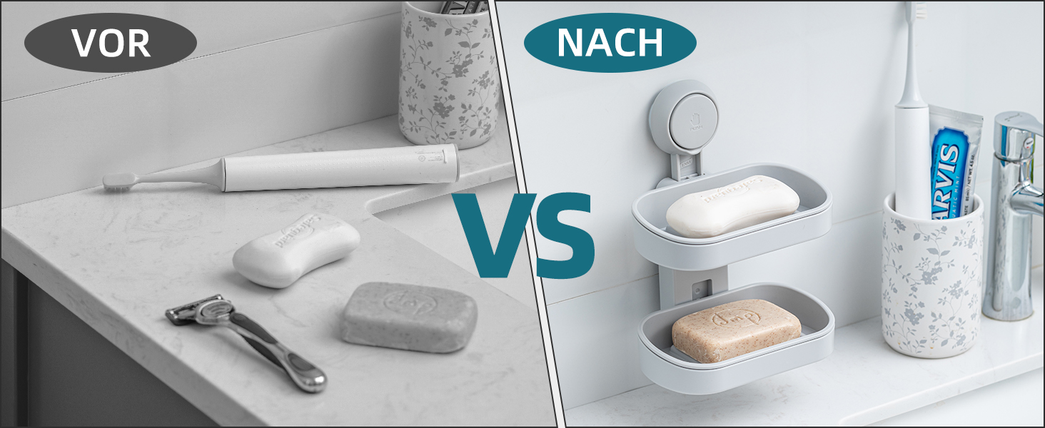 Настінний тримач для мила з піддоном TAILI, сірий, 5 кг, без свердління, для ванної/душу/кухні