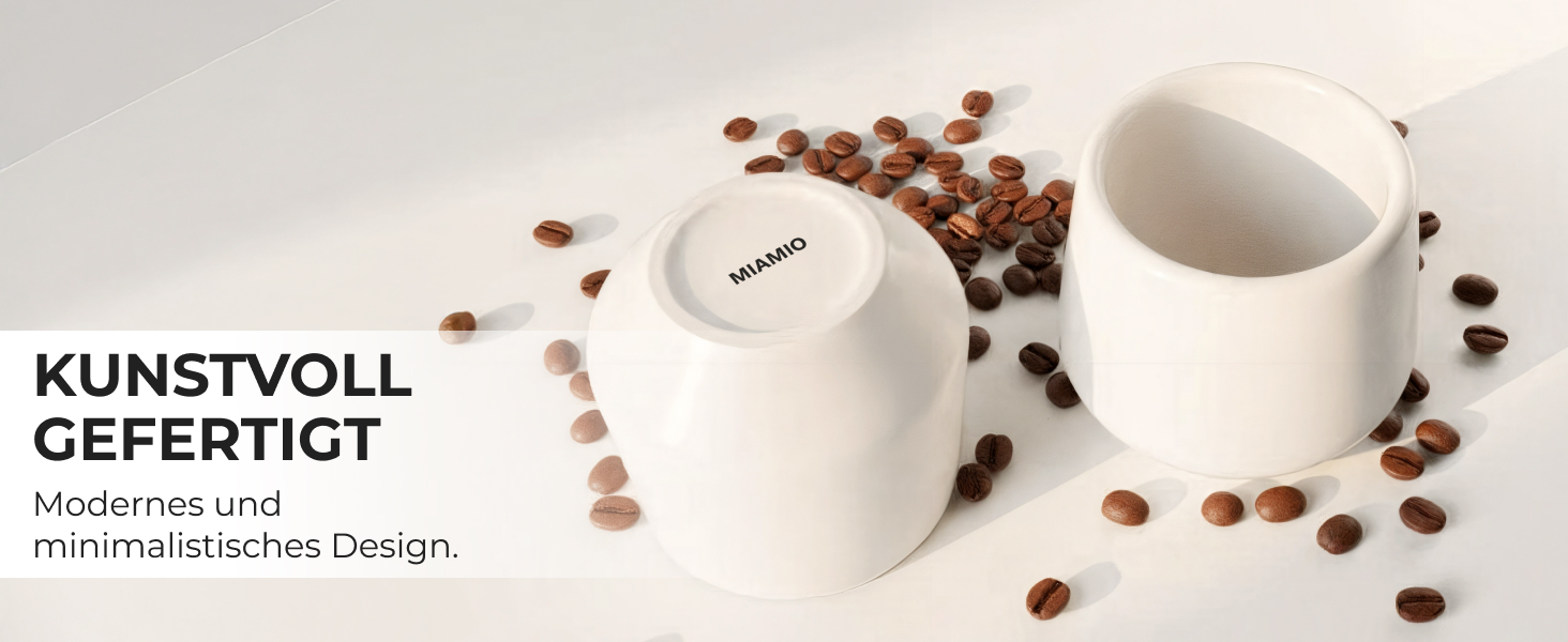 Набір чашок для еспресо Miamio (4 шт., 90 мл) - керамічні чашки без ручки, товстостінні, для мокко, білий колір, Luxe Collection