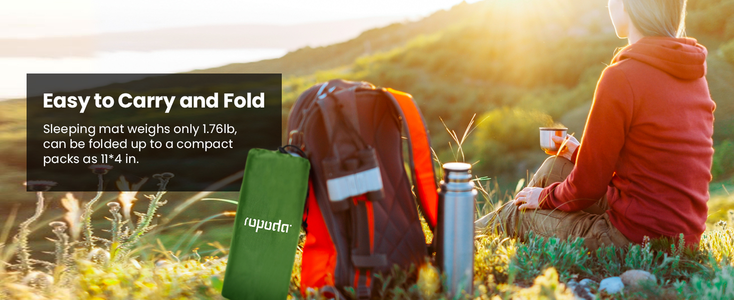 ROPODA Self-Inflating Camping Mat with Pillow & Foot Pump - Lightweight, Waterproof Sleeping Pad for Outdoor, Hiking & Travel