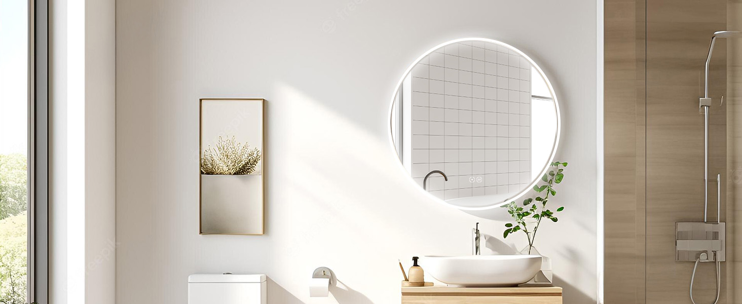 Дзеркало для ванної кімнати HOKO ULM 60см з підсвічуванням LED, антизапотівачем та сенсорним вимикачем. Колір сріблястий. Розміри 60x60 см.