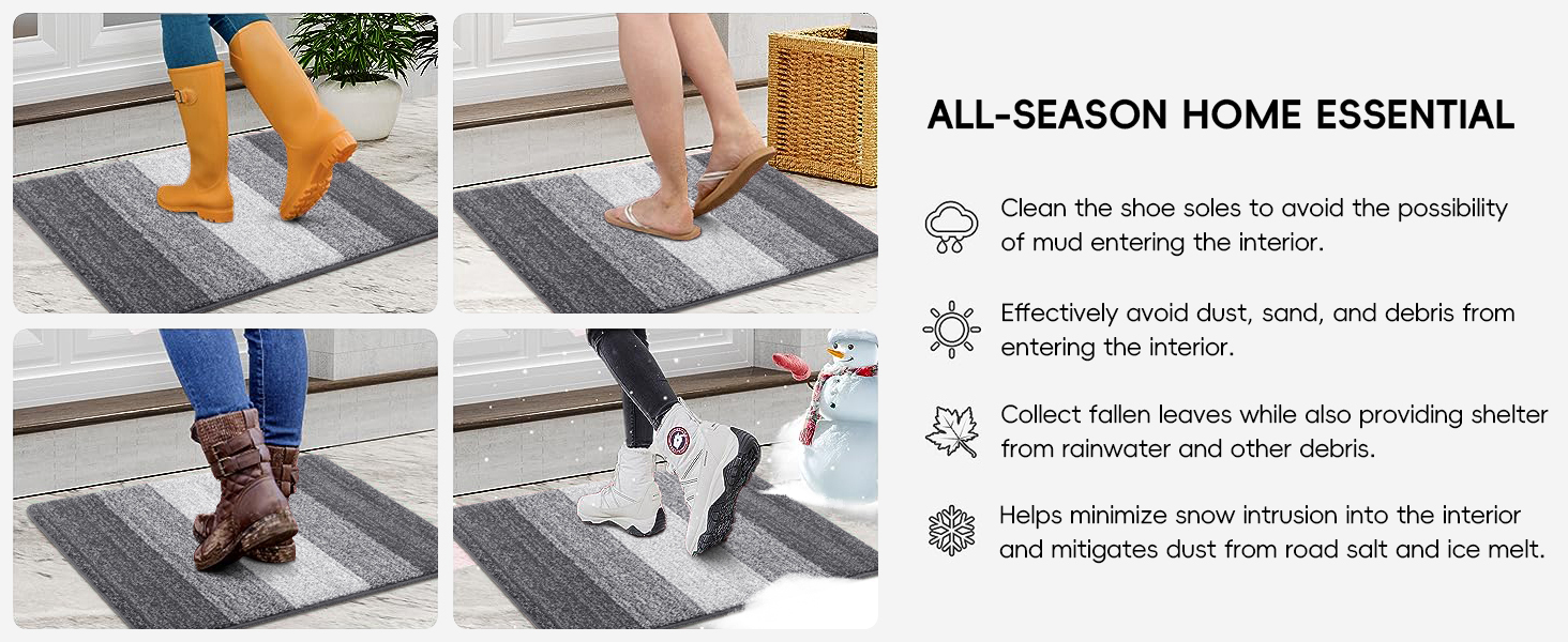 Килимок для дому Homaxy, неслизький, машинного прання, міцний, поглинаючий, для собак, вхідних дверей (43 x 76 см, 60x90 см, сірий)