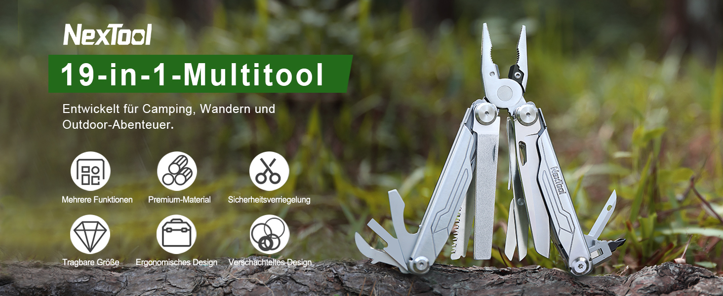 Мультитул NexTool Muiltool 19 в 1: мультифункціональний інструмент з плоскогубцями, ножем, викрутками, ножицями, сталь, для кемпінгу, подарунок для чоловіків