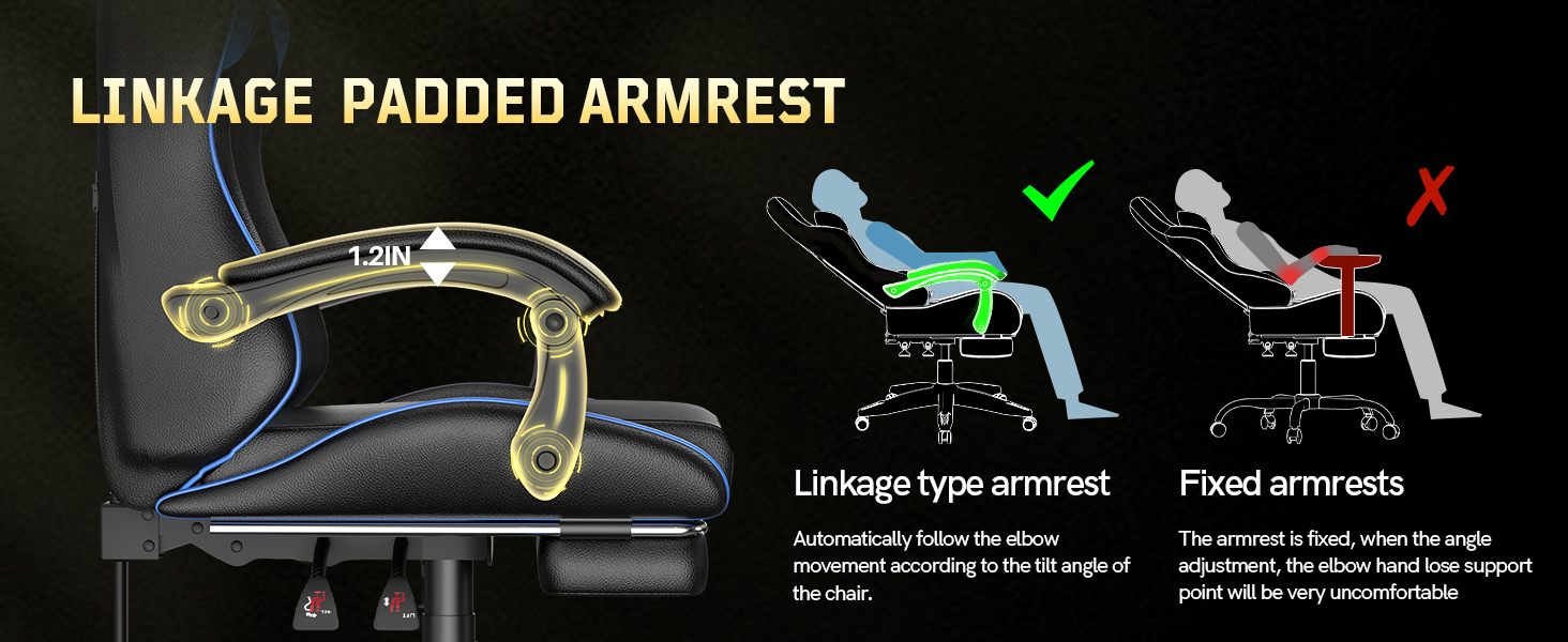 Ігрове крісло Bigzzia Ergonomic Gaming Stuhl з підставкою для ніг та функцією масажу, синій