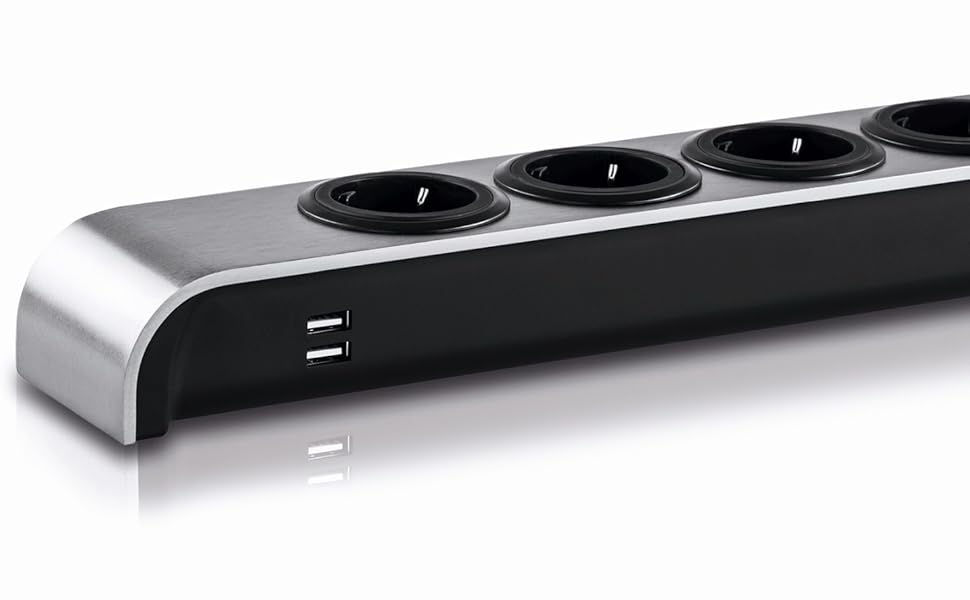 Розподільник розеток Oehlbach Powersocket 505 - преміум якість, 2 USB-порти для планшету та смартфона, компактний дизайн, колір антрацит