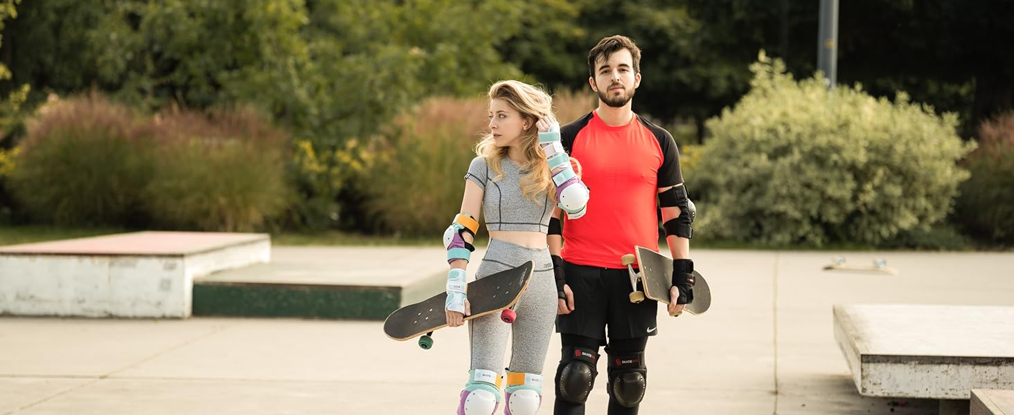 Захисний комплект SKATEWIZ для роликів для дорослих і підлітків, 6 предметів, неопренові наколінники з фіксацією, німецький бренд