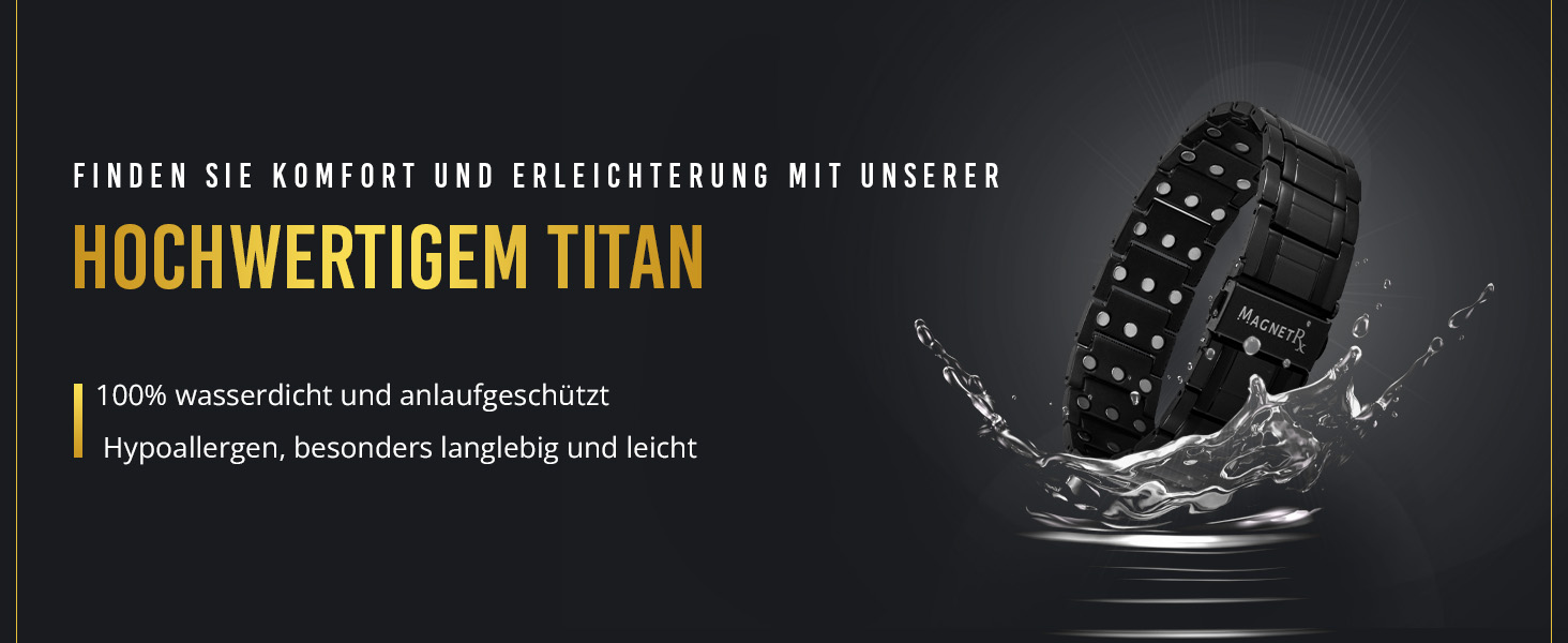 Браслет-магнітотерапія MagnetRX® Titan для чоловіків з трійною силою – титановий магнітний браслет – регульований браслет для чоловіків – магнітний браслет для чоловіків з високоякісною застібкою (чорний)