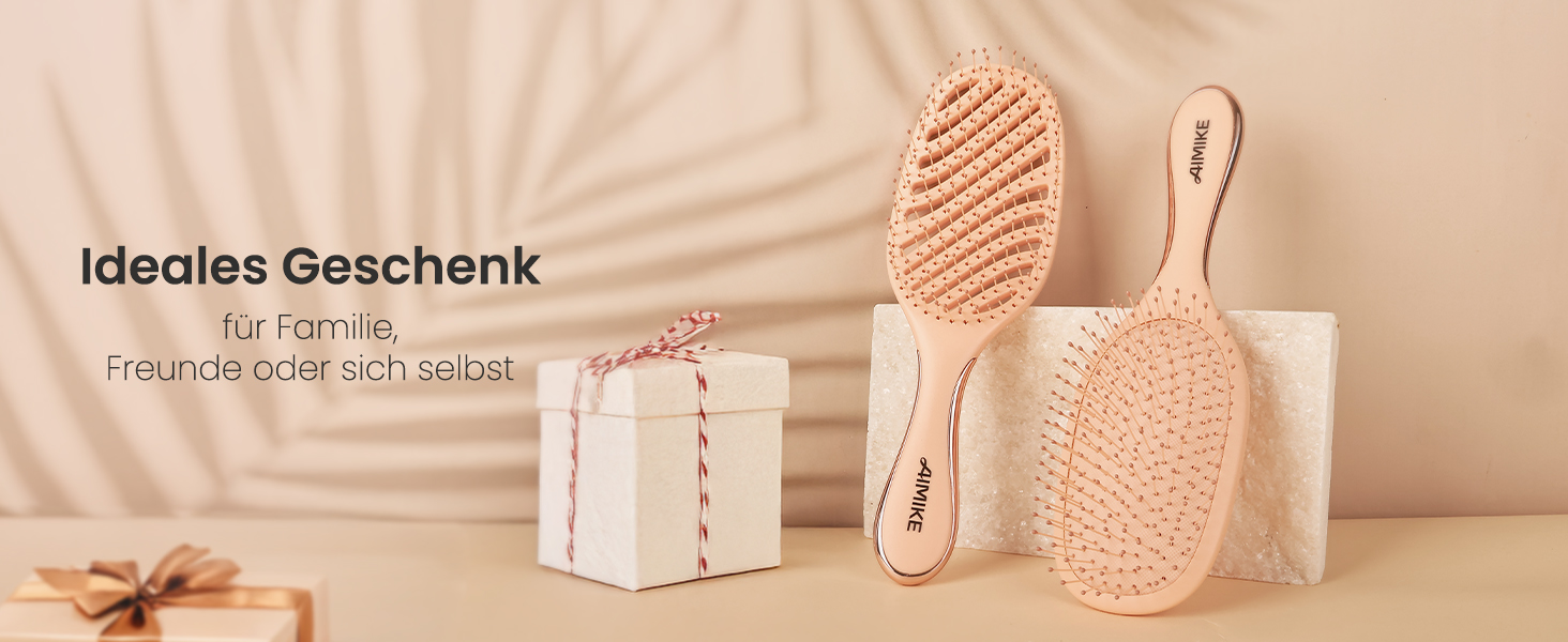 AIMIKE Rose Luxe Щітка для розчісування волосся без болю, з вентиляцією та ультрам'якими гнучкими щетинками FlexGlide, легко видаляє ковтуни, для мокрого та сухого волосся, для жінок, дівчаток та дітей (Рожева, з повітряною подушкою)