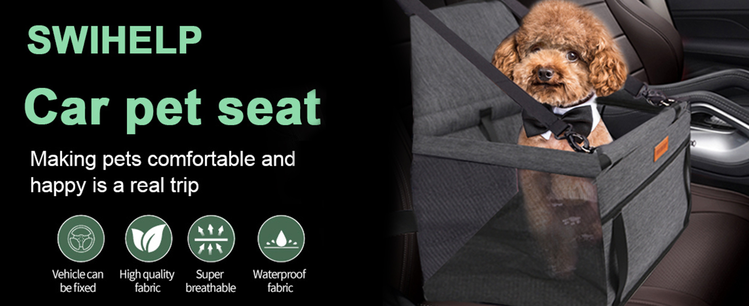 Автокрісло для собак - переноска для маленьких собак з ременем, водовідштовхувальне, стабільне, для заднього та переднього сидіння, чорний, сірий, пісок