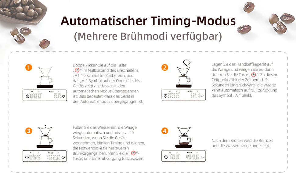 Кухонні ваги Carehabi з таймером, 0.1г, прецизійна вага для еспресо, 2 кг, з силіконовим підігрівачем, перезаряджувана