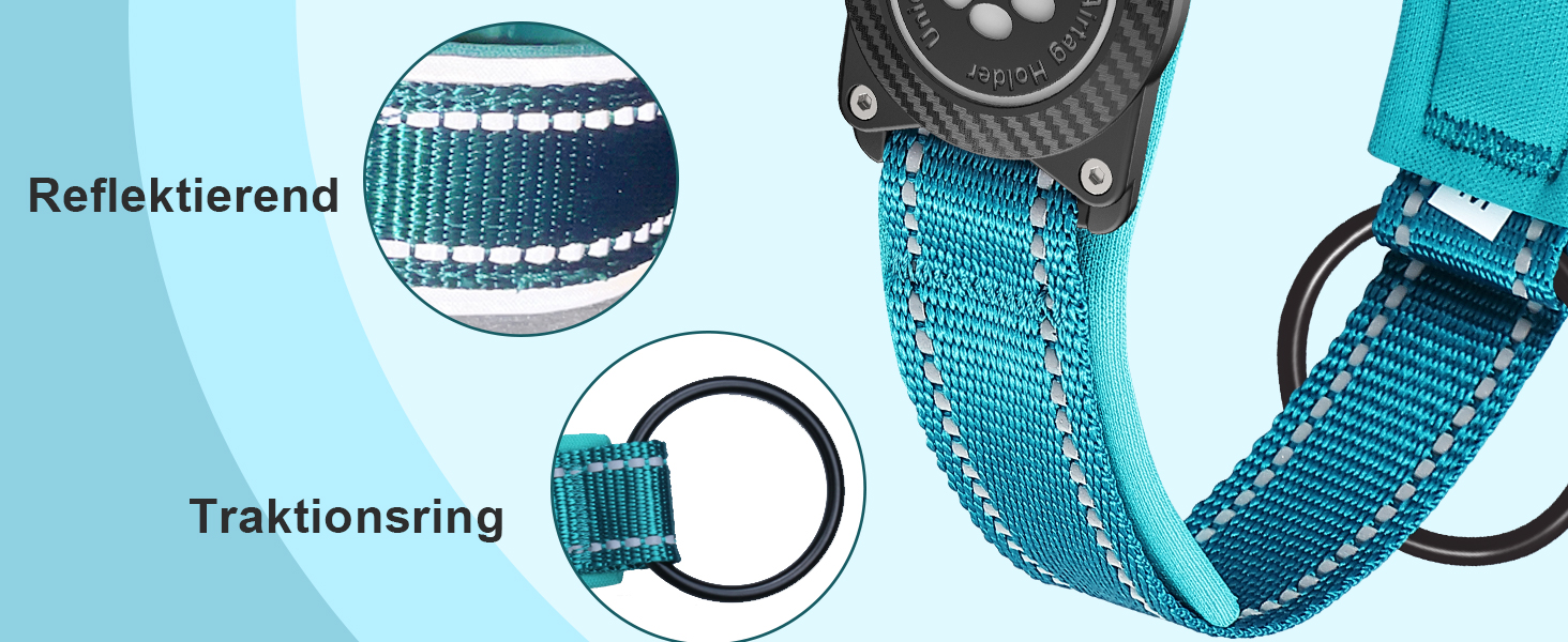 Світловідбиваючий нашийник для Apple AirTag для собак, регульований, водонепроникний, для малих, середніх та великих собак, L (32-43.5 см), фіолетовий