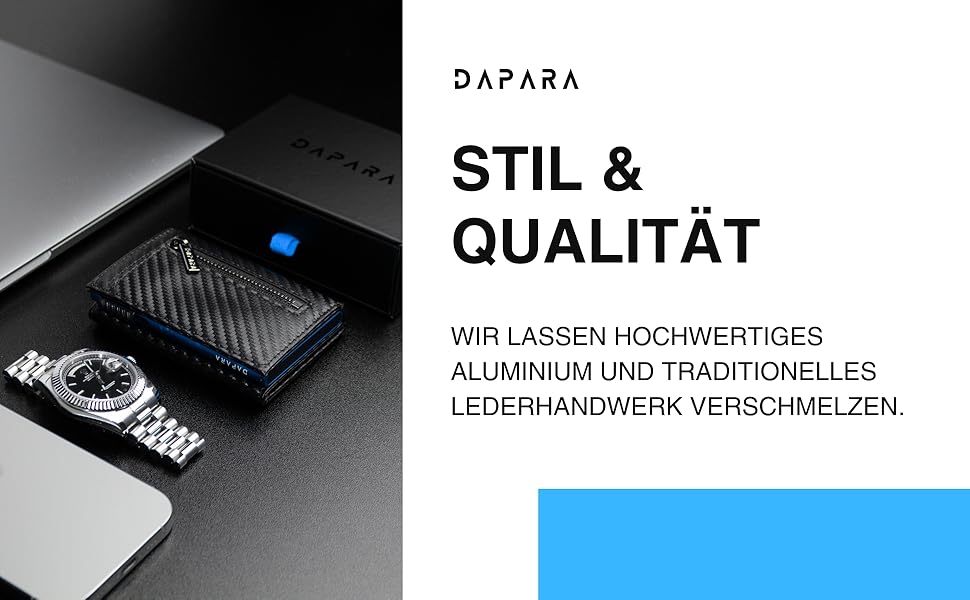Чоловічий гаманець DAPARA: тонкий, з відділенням для монет та RFID-захистом. Містить 12 карт, карбоновий червоний (Carbon - Dynamic Blue)