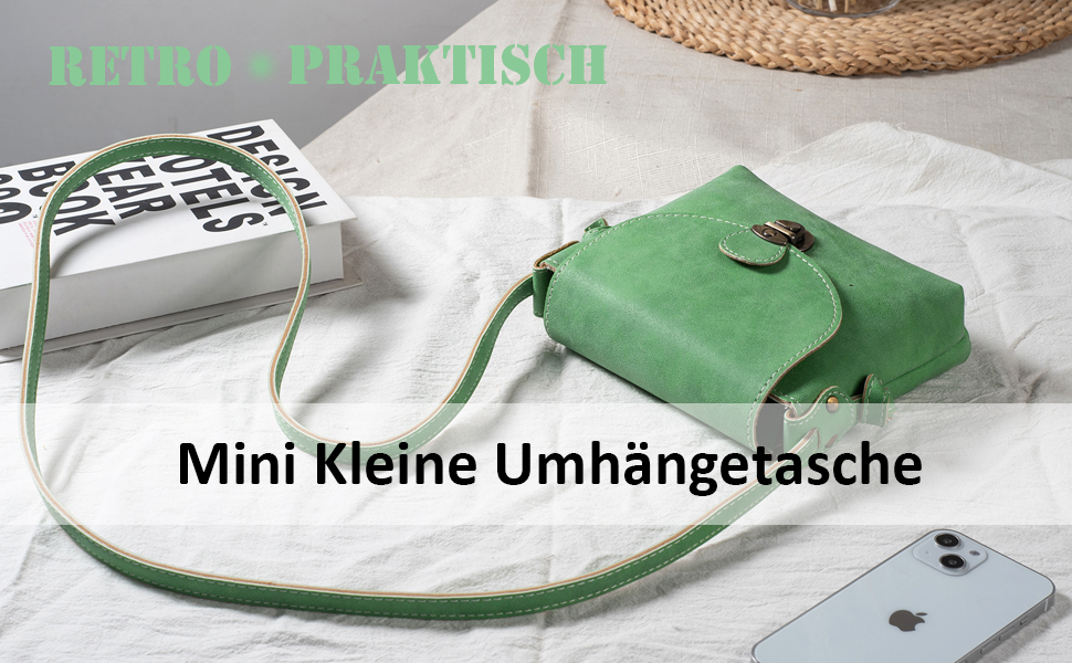Сумка жіноча через плече Kleine Umhängetasche, екошкіра, зелений (трава) з замком