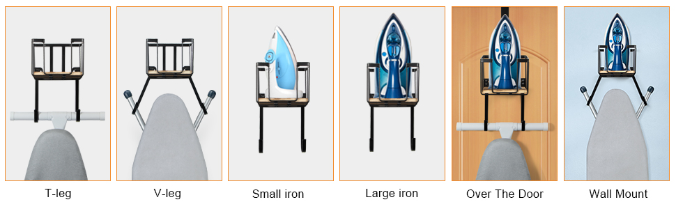 Настінна підставка для прасувальної дошки з великим кошиком MOREE – для прасувального столу та праски, біла