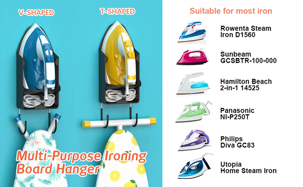 Настінний електричний органайзер для прасування, кошик для прасування, чорний | Зберігання над дверима або на стіні