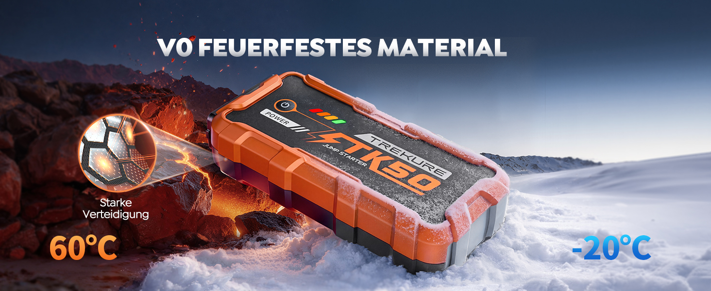 Powerbank для автомобіля 8000A Starthilfe (бензин/дизель 12.0L), 26800mAh, 12V пусковий пристрій з ліхтарем 800 люмен, 2xUSB, посилені кабелі, помаранчевий