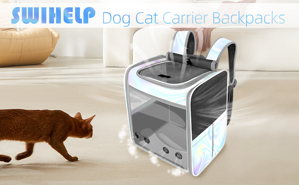 Рюкзак-переноска для котів та собак SWIHELP, безпечний, для подорожей (кольоровий)