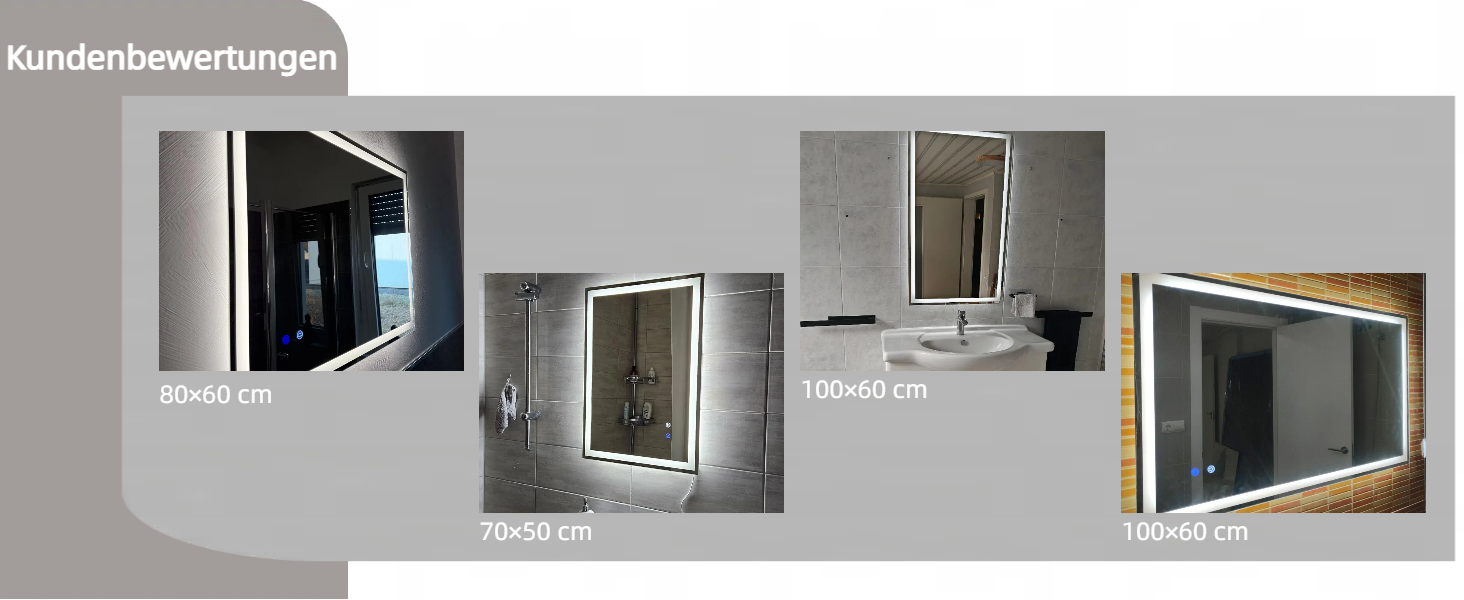 Дзеркало для ванної кімнати Clevich з підсвічуванням 70x50 см, LED, 3 кольори світла, диммування, загартоване скло, захист від вибуху, сенсорне управління, пам'ять, антизапар, 70L x 50B см