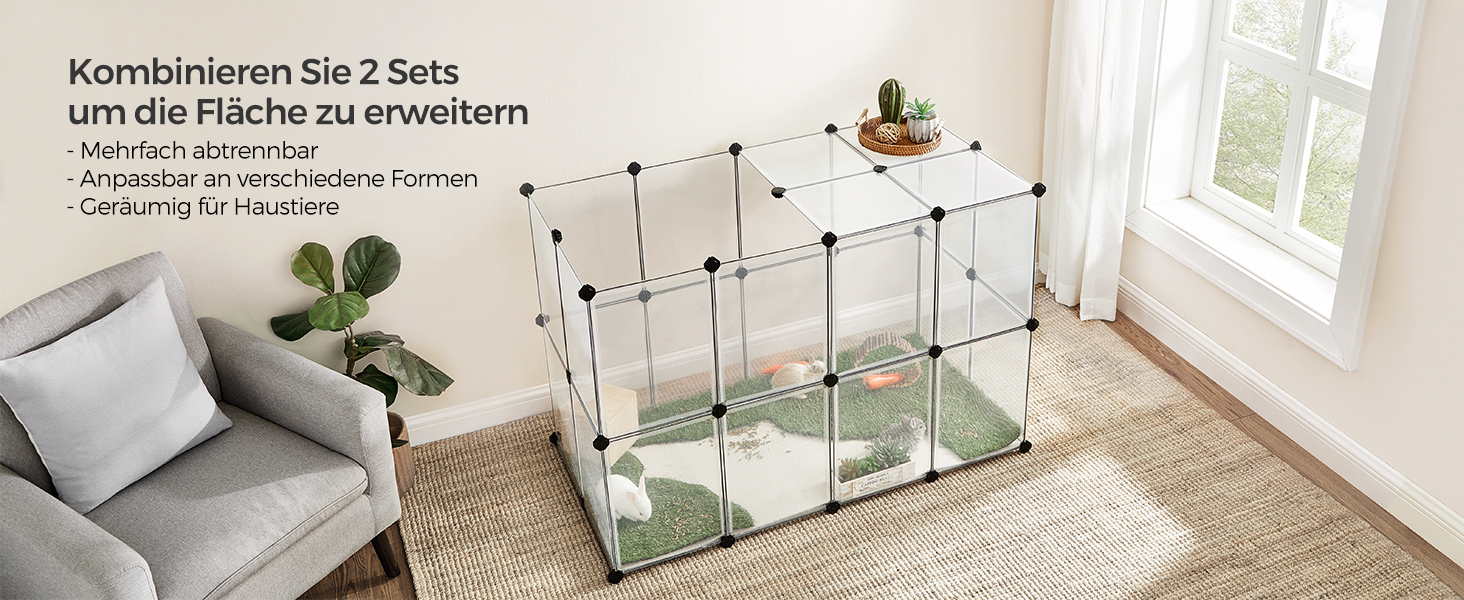 Клітка для гризунів SONGMICS Freigehege з піддоном, 143 x 73 x 46 см, біла (LPC02W M)