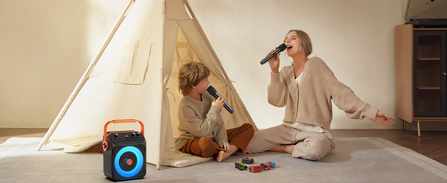 Караоке машина з 2 мікрофонами для дорослих та дітей, Bluetooth, підсилювач, портативна караоке-система, подарунок HWWRT35-T