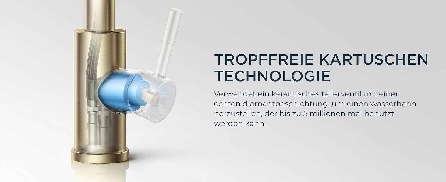 Кран кухонний FORIOUS з висувною лійкою, 360° обертання, 2 режими, шліфоване золото