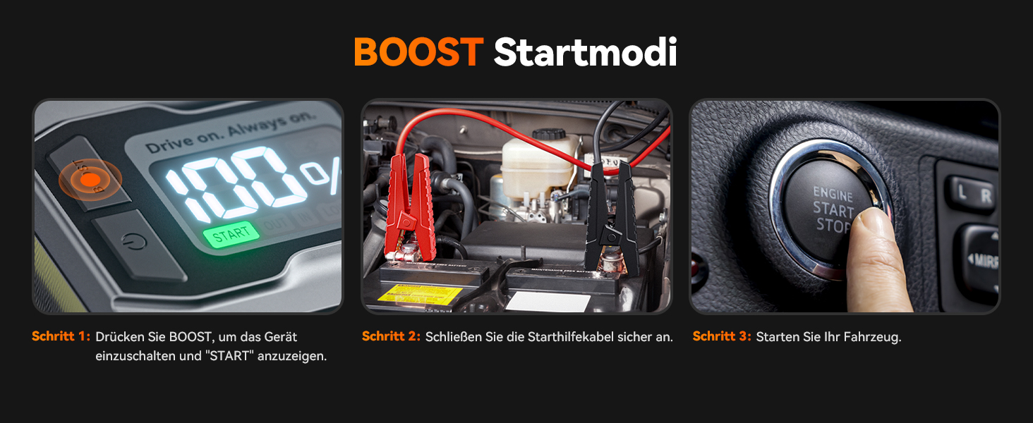 Powerbank WOLFBOX для запуску авто: 12V, 3000A, LED-ліхтар, для SUV, LKW, мотоциклів