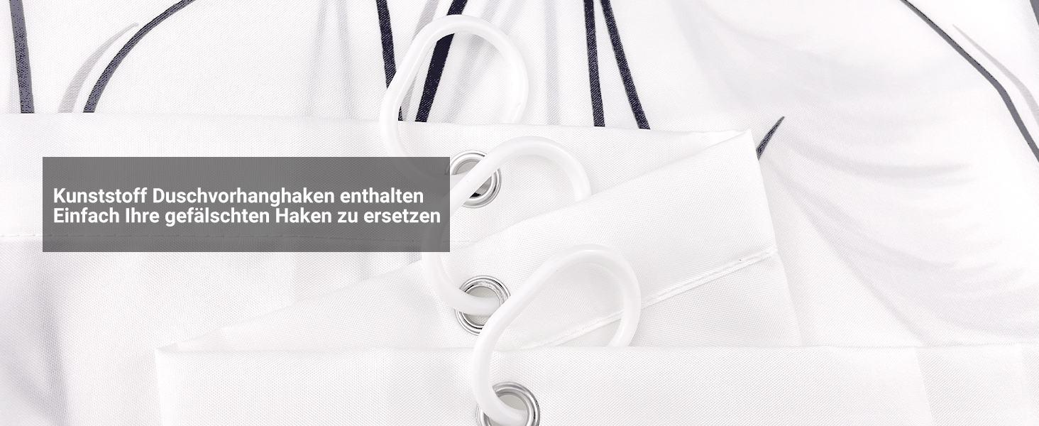 Штора для душу Weizenohr 180x200 см, з утяжеленим краєм, антигрибкова, водовідштовхувальна, поліестер, з кільцями (1 шт)