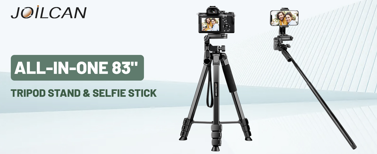 Штатив для камери JOILCAN 210.8 см, чорний: для фото та відеозйомки з DSLR, смартфонів та селфі-палиць