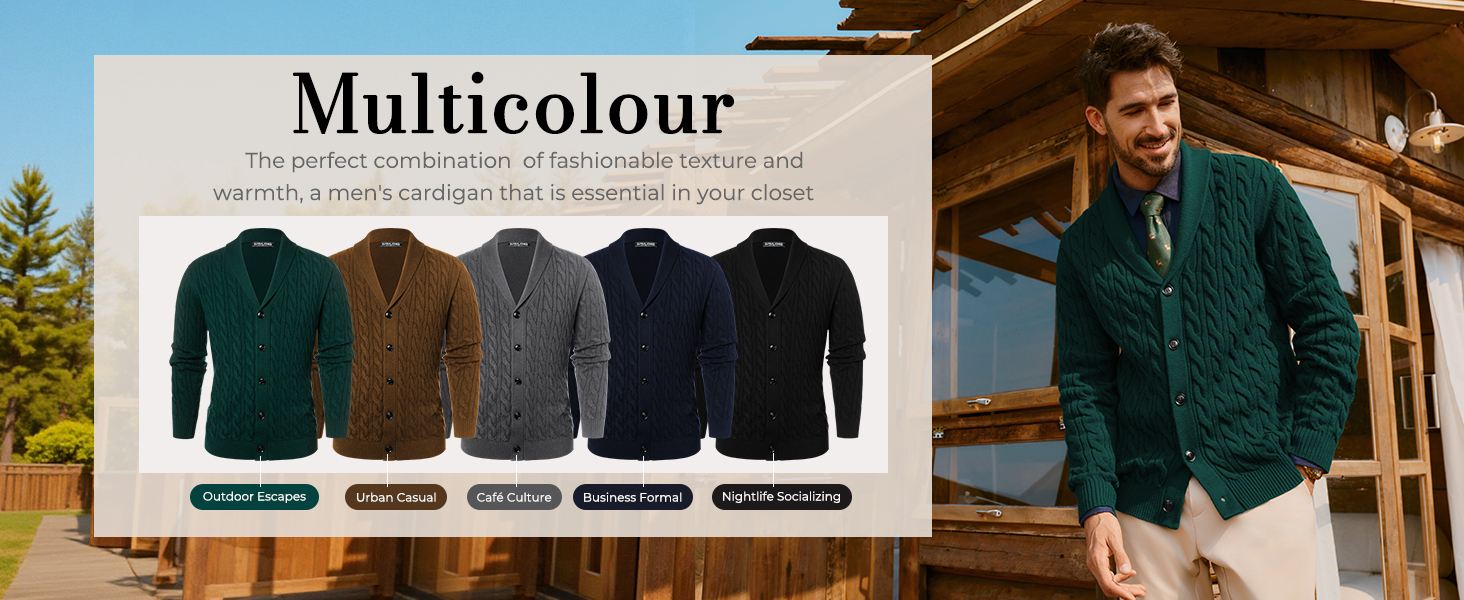 Кардиган чоловічий PJ PAUL JONES з коміром-шарфом, великий в'язання, чорний