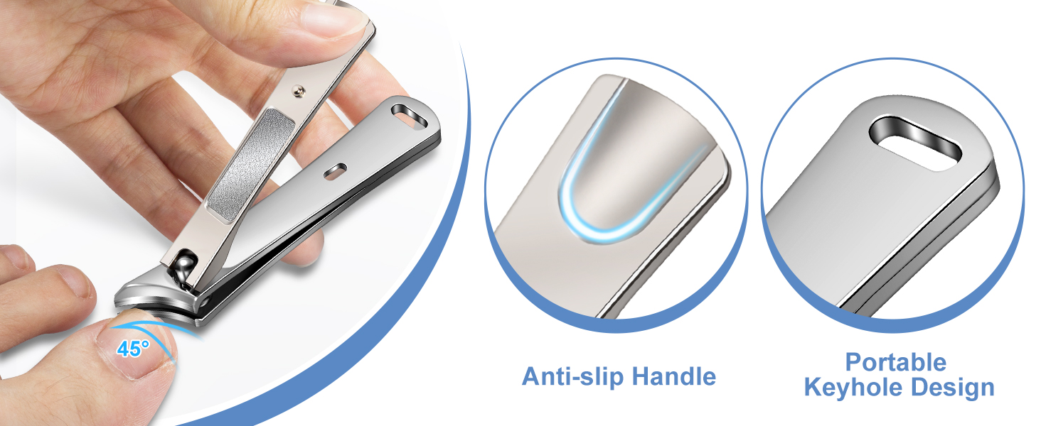 Манікюрний інструмент для догляду за нігтями для людей похилого віку та чоловіків з товстими нігтями, 16 мм/37 мм, професійний, срібний