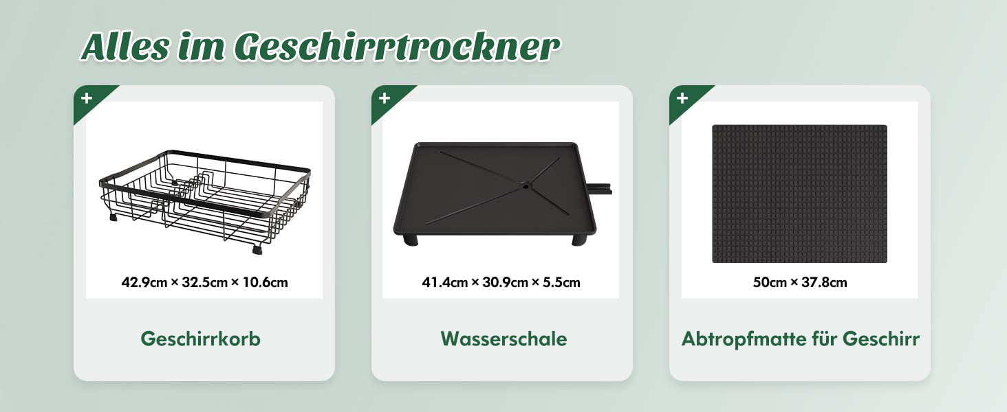 Сушарка для посуду MAJALiS з піддоном та килимком, 2-рівнева, з тримачем для столових приборів, поворотним виливом, чорна